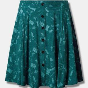 TORRID SKIRT Disney Hocus Pocus Mini Challis Elastic Teal Pockets NWT 4 4X 26